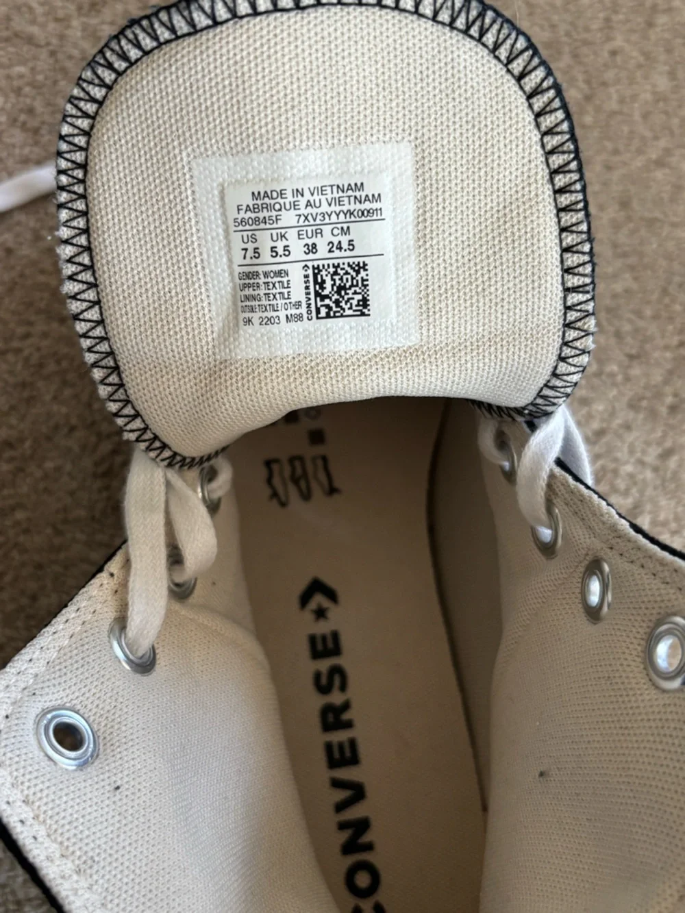 Converse Platform Black and White High Top Sneakers - Picture 4 of 5